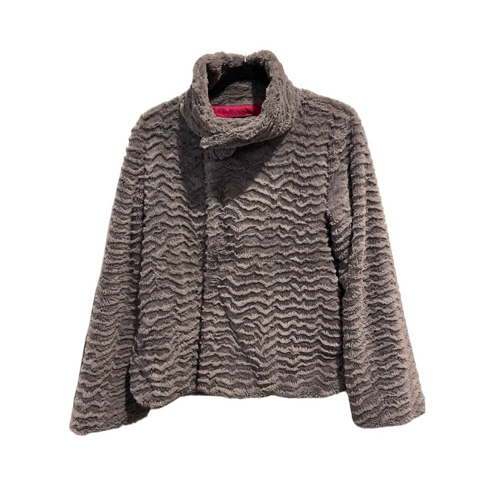 Patagonia Pelage Grey Faux Fur Zip Jacket M Ladies